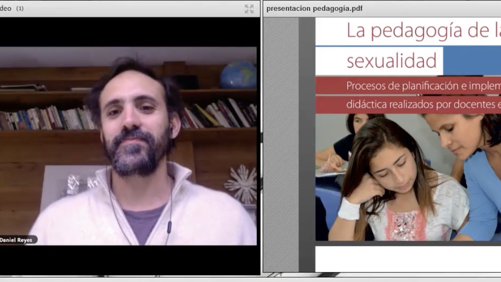 Daniel Reyes Pace dictando la conferencia La pedagogía de la sexualidad en FLACSO